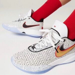 Nike Boys LeBron XX White Black Red Metallic Gold Athletic Basketball Sneakers